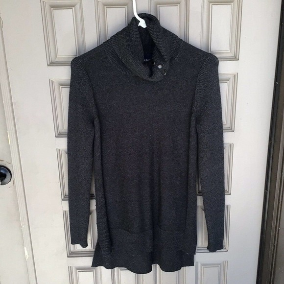 Calvin Klein Jeans Sweater SzS/P Gray Turtle W Snaps Long Sleeves Slimming Used - Picture 11 of 11